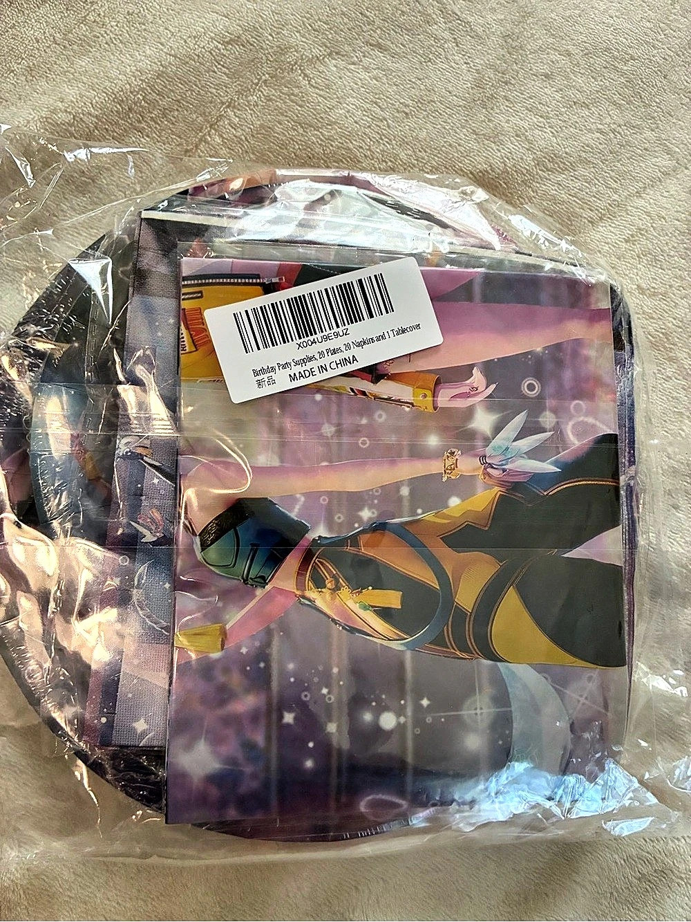 Anime Theme Birthday Party Supplies Set - 20 Plates, 20 Napkins, 1 Tablecover